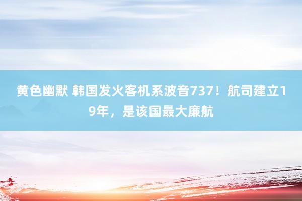 黄色幽默 韩国发火客机系波音737！航司建立19年，是该国最大廉航