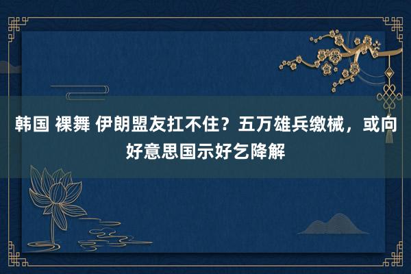 韩国 裸舞 伊朗盟友扛不住？五万雄兵缴械，或向好意思国示好乞降解