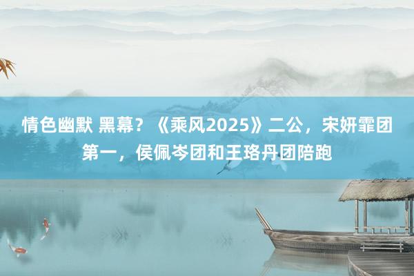 情色幽默 黑幕？《乘风2025》二公，宋妍霏团第一，侯佩岑团和王珞丹团陪跑